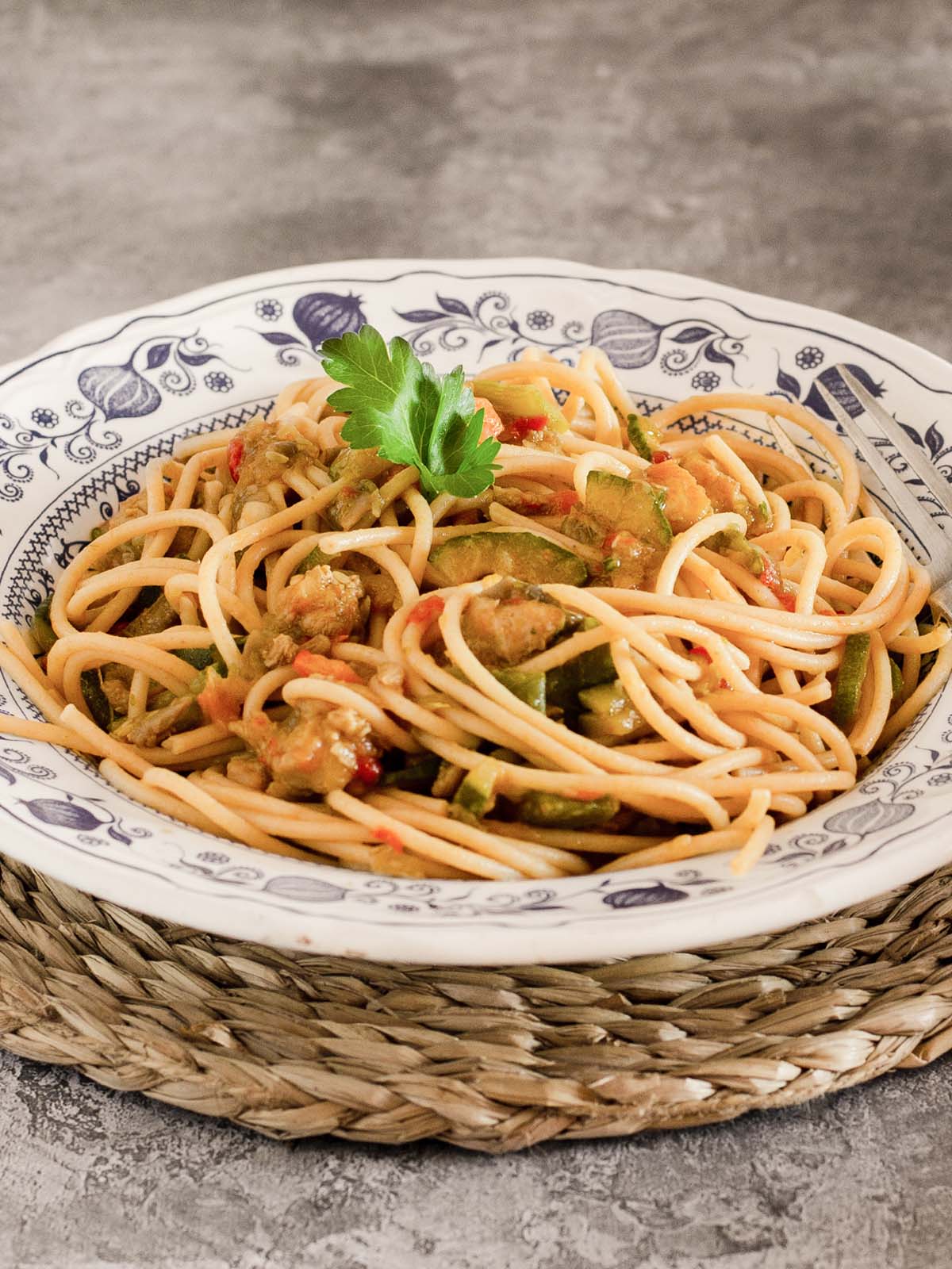 Espaguetis integrales con pollo y verduras, Create Recipes