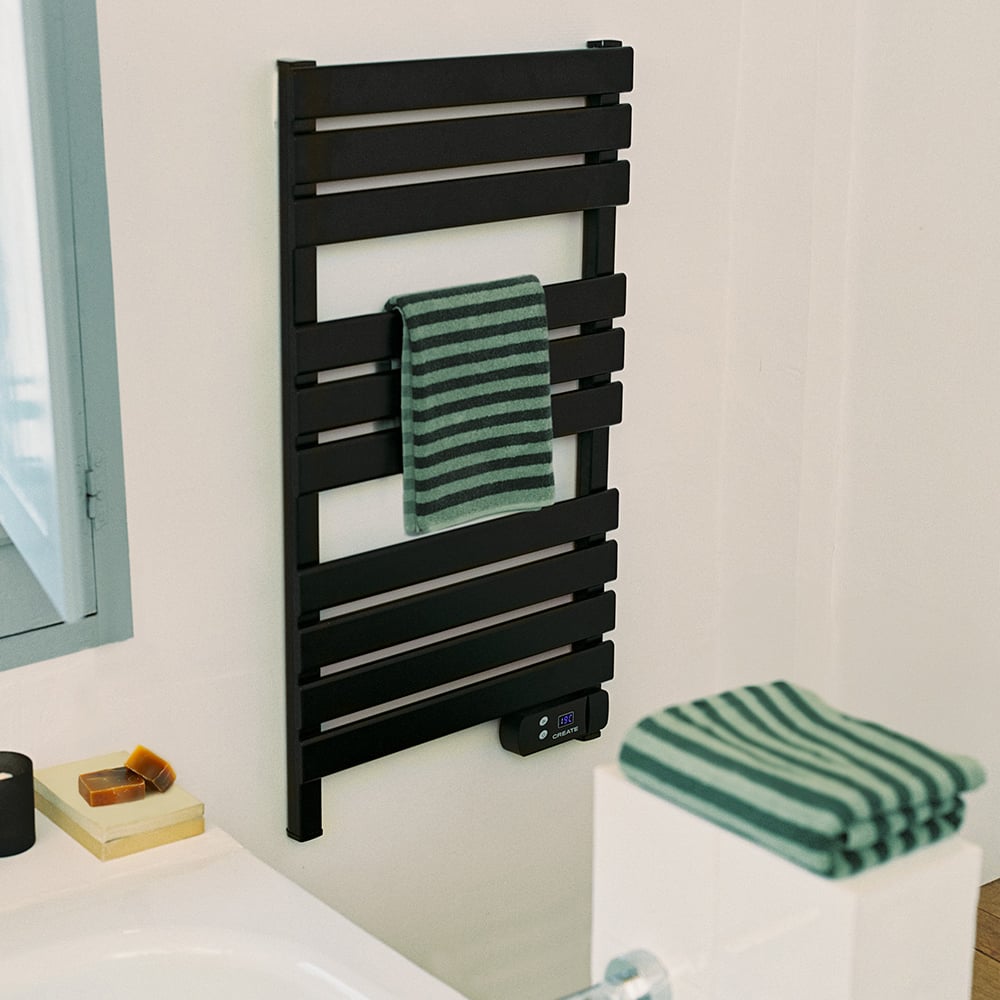 WARM TOWEL - Toallero Eléctrico De Suelo O Pared 500W Negro