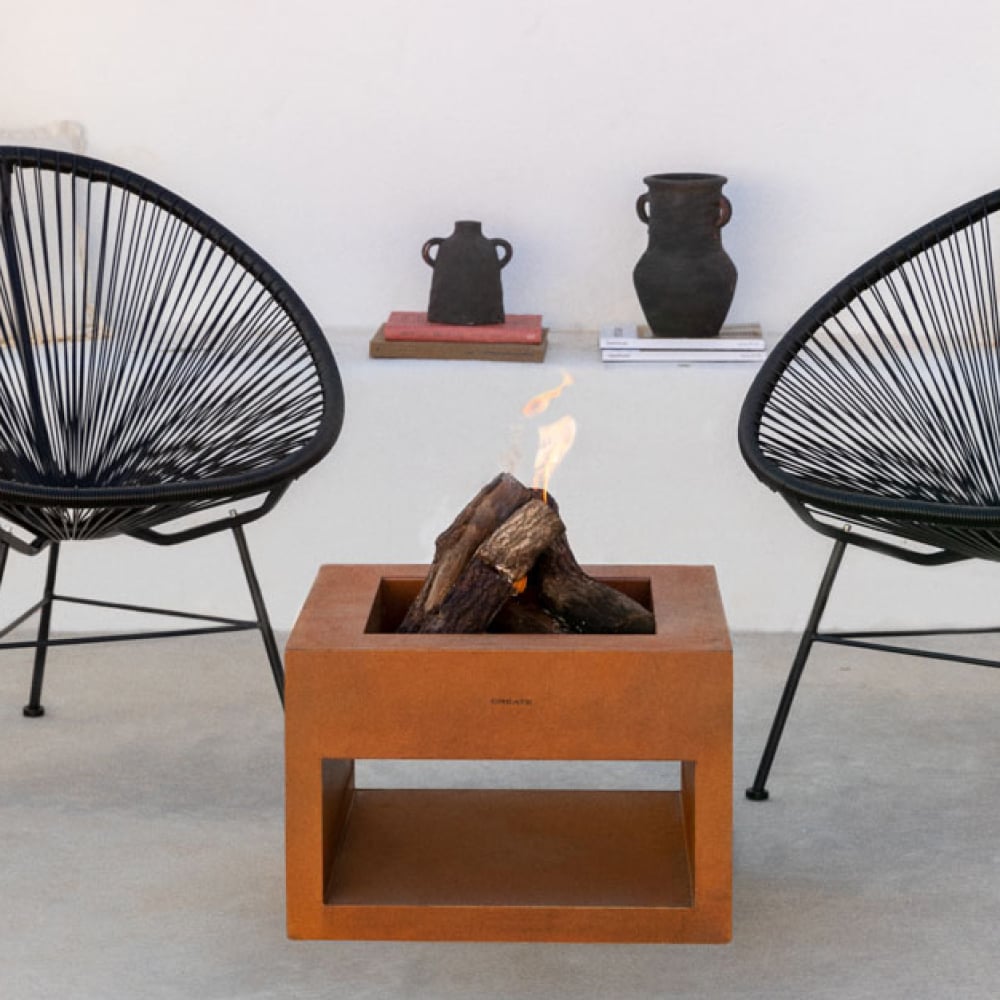 FIRE PIT CUBE - Brasero Exterior Cuadrado De Acero Corten Acero Corten