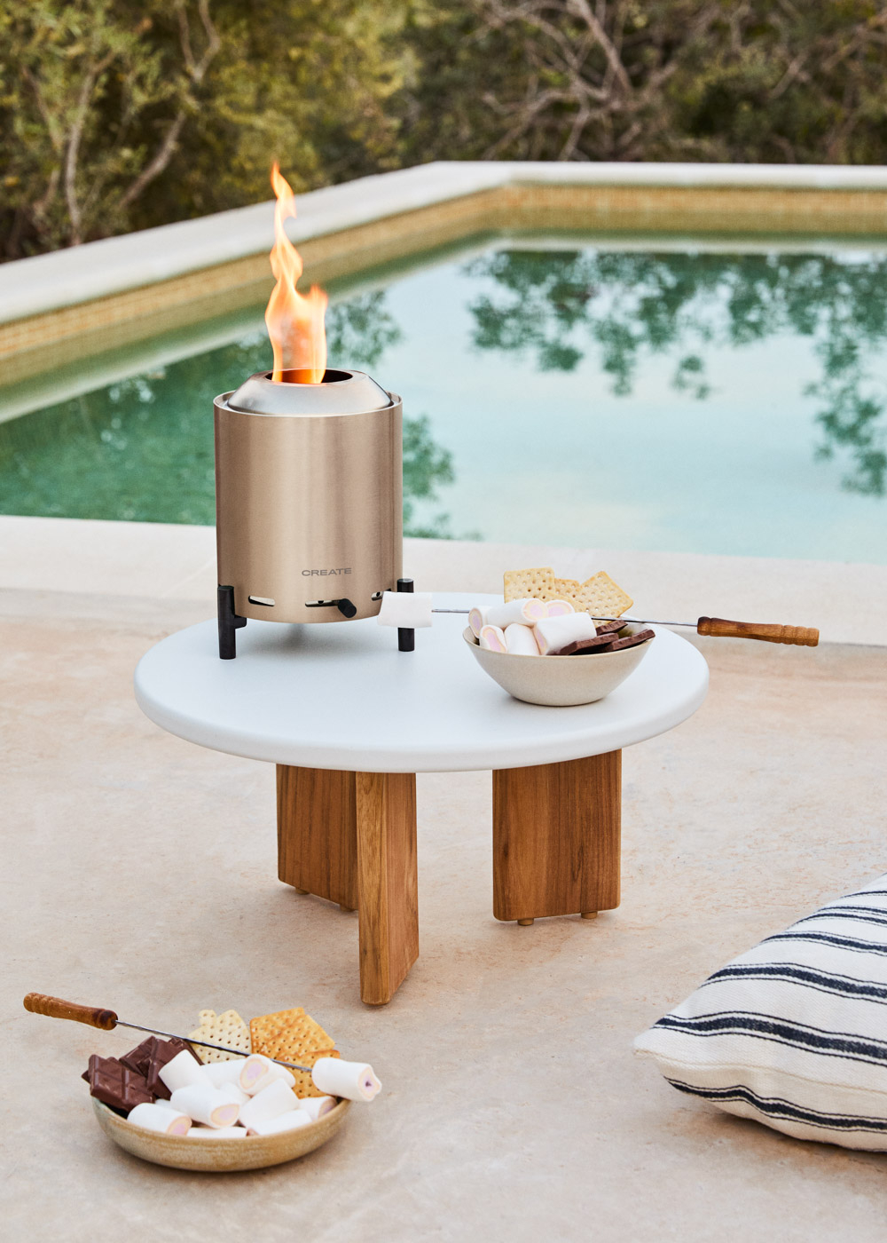 FIRE PIT COMPACT - Brasero De Sobremesa 1.5kW Exterior De Pellets Sin Humo Acero Inoxidable