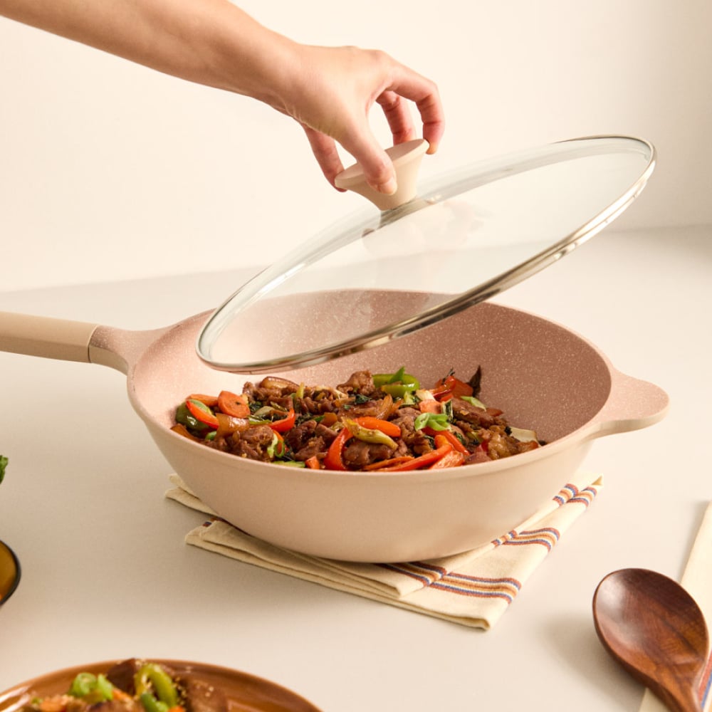 WOK STUDIO - Wok De Aluminio Fundido Con Revestimiento Cerámico Arena