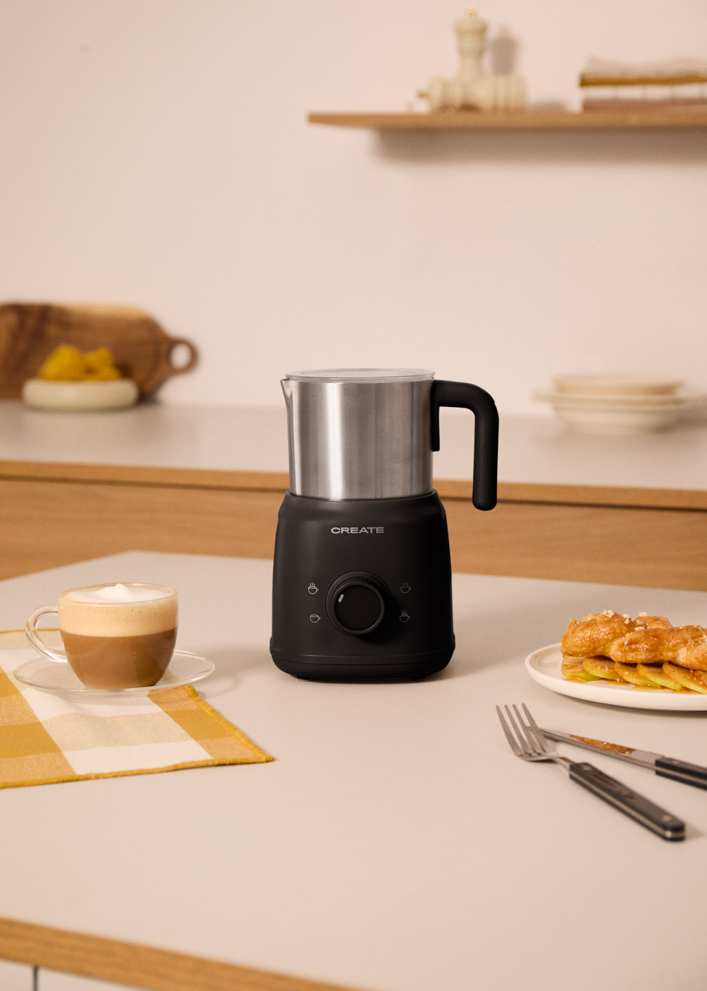 MILK FROTHER RETRO - Espumador Calentador De Leche Con Jarra Extraíble Negro