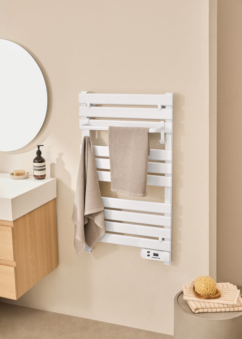 WARM TOWEL - Toallero Eléctrico De Suelo O Pared 500W Blanco