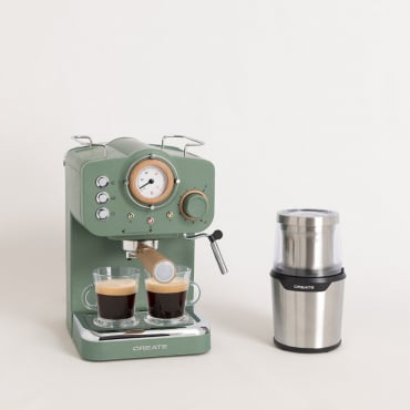 Pack THERA RETRO Cafetière Expresso + MILL PRO Moulin À Café Et À Épices Vert Sauge