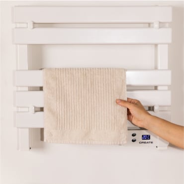 WARM TOWEL MINI - Porte-serviette Électrique À Suspendre Ou À Poser 150W Blanc. Basse Consommation
