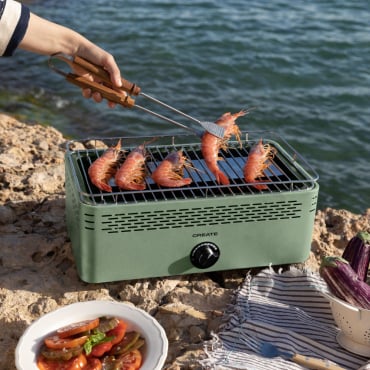 BBQ COMPACT - Barbecue Portatif Au Charbon De Bois À Faible Émission De Fumée Sauge