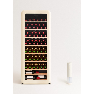 WINECOOLER RETRO - Refroidisseur À Vin Électrique De Style Rétro Pour 12, 45 Ou 76 Bouteilles Blanc Cassé