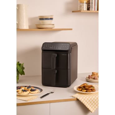 FRITEUSE À AIR DOUBLE EMPILAGE - Friteuse À Air Double Hauteur De 11,2 L Avec Contrôle Indépendant Noir