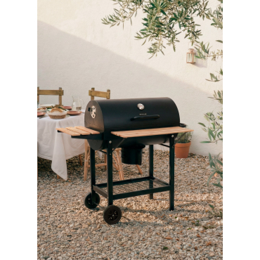 BBQ SMOKEY EASY - Barbecue Fumoir Au Charbon, Sur Roulettes Noir