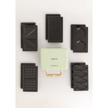 Pack STONE STUDIO Doppia - Tostapane, Grill E Macchina Waffle + Piastra Taiyaki + Piastra Pancake Verde Pastello
