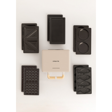 Pack STONE STUDIO Doppia - Tostapane, Grill E Macchina Waffle + Piastra Taiyaki + Piastra Pancake Sabbia