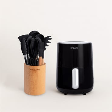 Pack AIR FRYER 1.5 L + Set Di Utensili Da Cucina Nero