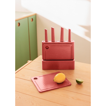 KITCHENWARE STUDIO - Set Di 2 Taglieri E 4 Coltelli Da Cucina Terracotta