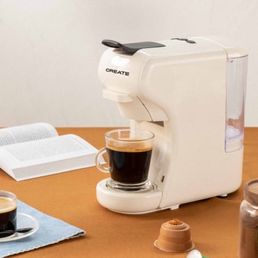 POTTS - Macchina Per Caffè Multicapsula E Caffè Macinato Bianco Panna