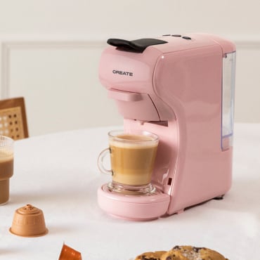 POTTS - Macchina Per Caffè Multicapsula E Caffè Macinato Rosa Pastello