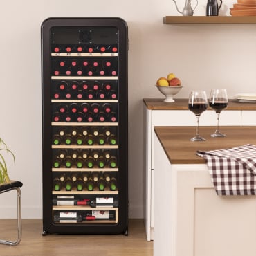 WINECOOLER RETRO - Raffreddatore Di Vino Elettrico In Stile Retrò Per 12, 45 O 76 Bottiglie Nero