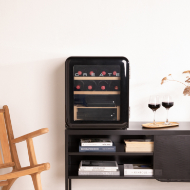 WINECOOLER RETRO - Raffreddatore Di Vino Elettrico In Stile Retrò Per 12, 45 O 76 Bottiglie Nero