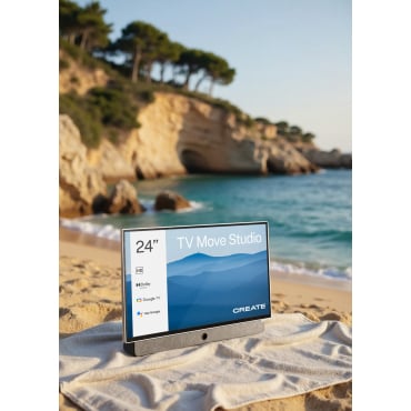 TV MOVE STUDIO - Smart TV Portatile 24" Con Batteria E Schermo Antiriflesso Bianco