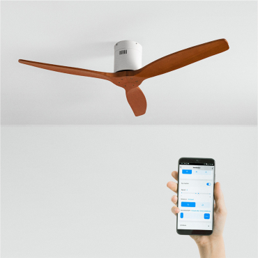 WIND CALM NATURAL WOOD - Ventilatore Da Soffitto 40W Silenzioso 100% Legno Senza Luce