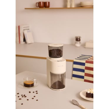 COFFEE GRINDER STUDIO PRO - Macinacaffè Con Contenitore E 38 Livelli Di Macinatura Bianco Sporco