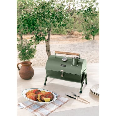 BBQ SMOKEY COMPACT - Barbecue Affumicatore A Carbone Portatile Salvia