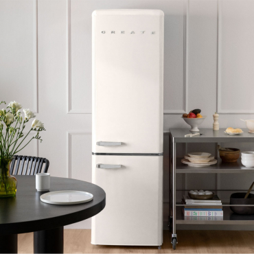 FRIDGE STYLANCE 244L - Retro-stijl Combi Koelkast Gebroken Wit