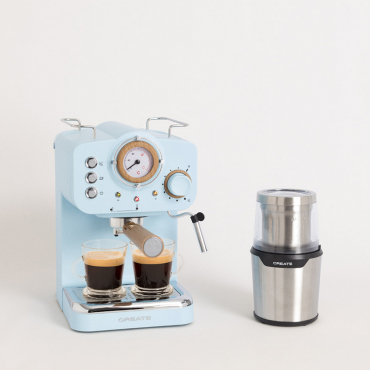 Pack THERA RETRO Express-koffiezetapparaat + MILL PRO Koffie- En Kruidenmolen Pastel Blauw