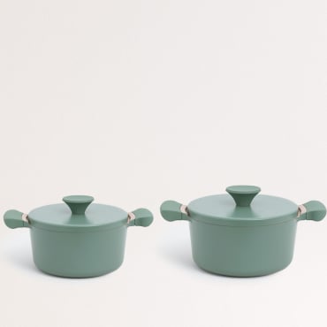 Set 2 Braadpannen POT STUDIO Salie & Koper