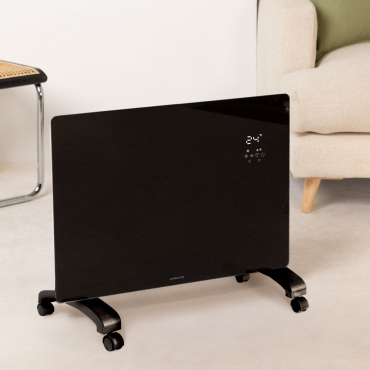 WARM CRYSTAL 1500W - Elektrische Glazen Convector Met Wifi Zwart
