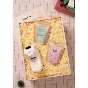 COFFEE TIME BOX - Cadeaupakket Met Multicapsule Espressoapparaat + Koffie Gebroken Wit