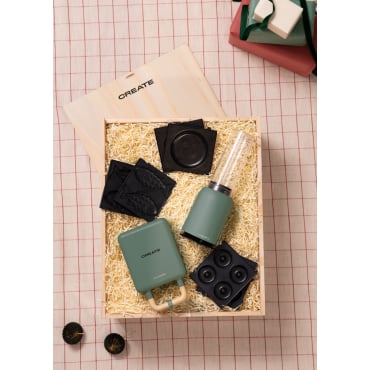 BRUNCH BOX - Cadeaupakket Met Blender + Tosti-ijzer, Grill En Ijzer Voor Afzonderlijke Wafels + Drie Verwisselbare Platen Sage