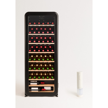 WINECOOLER RETRO - Elektrische Wijnkoeler In Retrostijl Voor 12, 45 Of 76 Flessen Zwart