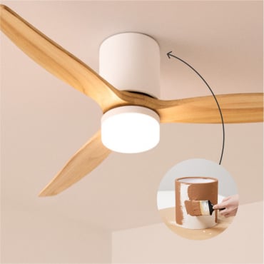 WIND CALM CONCRETE - Stille Plafondventilator 40W Ø132cm 100% Hout Met Aanpasbare Gipsen Behuizing Afstandsbedieningmet Afstandsbediening