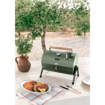 BBQ SMOKEY COMPACT - Draagbare Barbecue En Rookoven Op Houtskool Salie