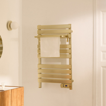 WARM TOWEL - Elektrische Designradiator Voor Op De Vloer Of Aan De Muur 500W Geborsteld Goud