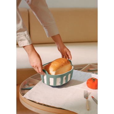 KITCHENWARE STUDIO - Koszyk Na Pieczywo Wyściełany 100% Bawełną Sage By CREATE