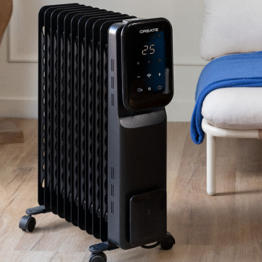 WARM CONNECT 2500W - Elektryczny Grzejnik Olejowy Z WiFi Czarny By CREATE