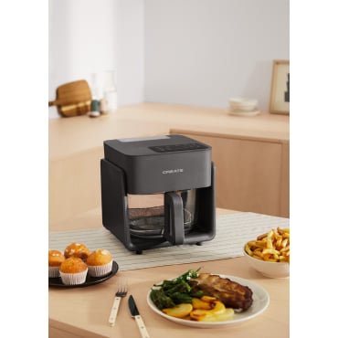 AIR FRYER MIST - Beztłuszczowa Frytkownica Szklana 4,2L Z Parowarem Czarny By CREATE