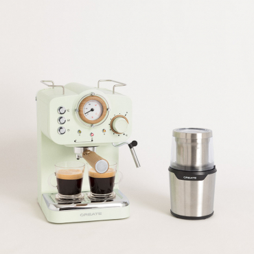 Pack Máquina De Café THERA RETRO Express + Moedor De Café E Especiarias MILL PRO Verde Pastel By CREATE