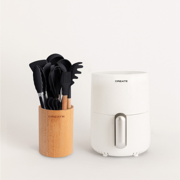 Pack AIR FRYER 1.5 L + Conjunto De Utensílios De Cozinha Branco By CREATE