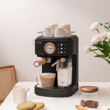 THERA RETRO PRO - Máquina De Café Expresso Semiautomática De 20 Bar Negro By CREATE