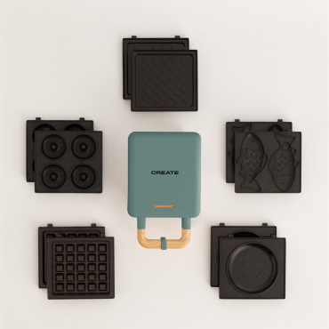 Pack STONE STUDIO Individual - Máquina De Fazer Waffles E Grill + Prato Taiyaki + Prato De Panqueca + Prato De Rosquinhas Sage By CREATE
