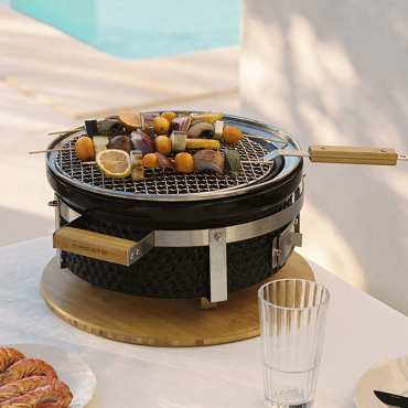 BBQ KAMADO HIBACHI - Churrasqueira Redonda Com Grill E Chapa Negro By CREATE