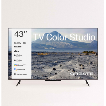 TV COLOR STUDIO 43" - Smart TV QLED 4K Com Tela Antirreflexo E Moldura Colorida Negro By CREATE