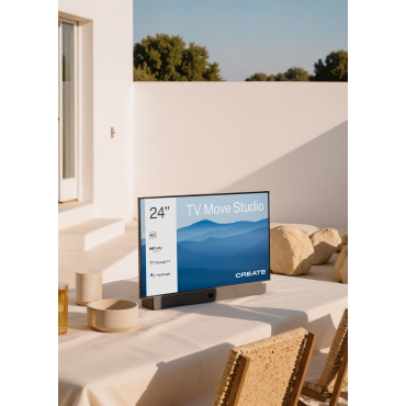 TV MOVE STUDIO - Smart TV Portátil De 24" Com Bateria E Tela Antirreflexo Branco By CREATE
