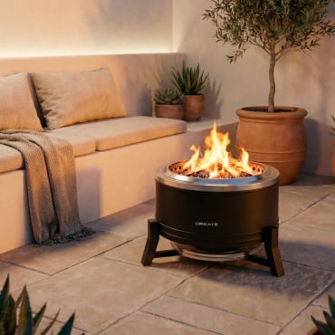 FIRE PIT ROUND - Braseiro A Pellets Para Exterior De 12 KW Sem Fumo Negro By CREATE
