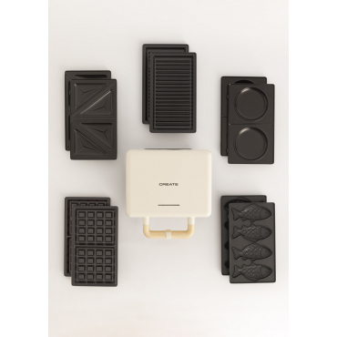 Pack STONE STUDIO Double - waffle and grill Sandwich Maker + Taiyaki Mold + pancake Mold Offwhite