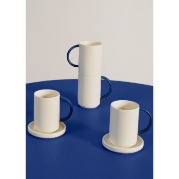 COBALTO COLLECTION - Ceramic tea set 4 cups and 4 plates