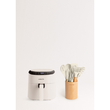 Pack AIR FRYER PRO COMPACT 3.5 L + Set of kitchen utensil Offwhite