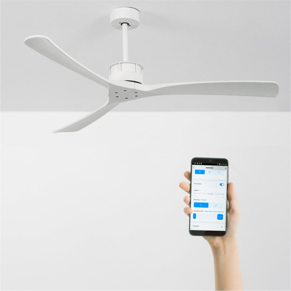 WIND LARGE - Silent 40W ceiling fan Ø152 cm 100% wood Without light